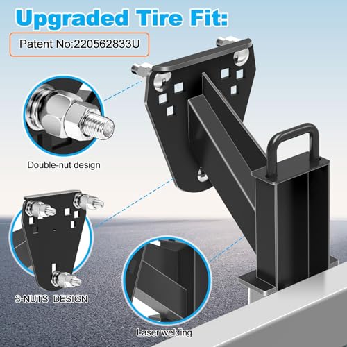 MY RUSTIC Stake Pocket Spare Tire Carrier,Spare Tire Mount Bracket for Trailer,Powder Coat Steel Black, Fits Most 4 & 5 & 6 & 8 Lugs Wheels on 4", 4.5'', 4.75'', 5", 5.5",6" or 6.5" Bolt Patterns (4-6.5 Inch) - Image 2