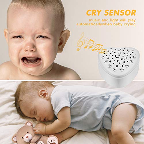 BEREST Rechargeable Baby Sleep Soother Bear, Mom's Heartbeat & Lullabies, White Noise Sound, Nursery Decor Night Light Projector, Toddler Crib Sleeping Aid, Baby Shower Gifts - Image 3
