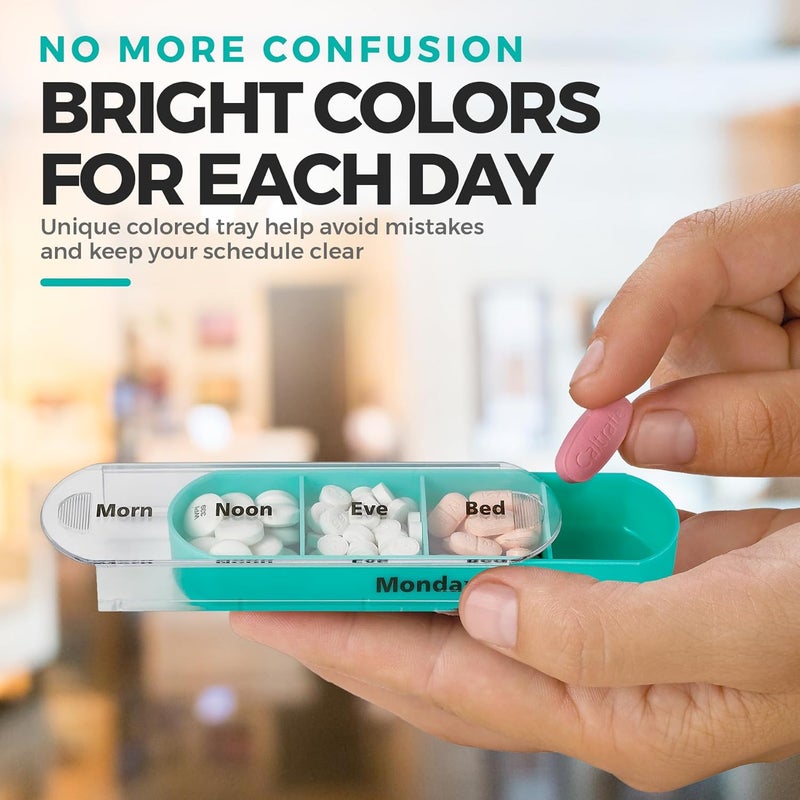 MEDca Market need oriented construction Stackable Daily Pill Organizer - (4 Times a Day) Weekly Medication Reminder - Premium Weekly AM/PM Pill Box with 7 Individual Stacking Cases, a Everyday Medicine Organizer for Vitamins Multi-purpose fine material - Image 3
