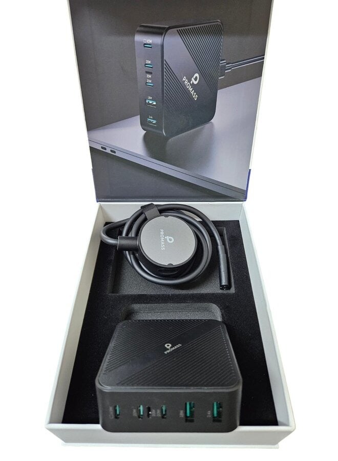 بروماس محطة شحن بروماس مربعة USB C، محول شاحن سريع 65 وات 6 منافذ، شاحن حائط PowerPort مع منفذ توصيل طاقة 93 وات، لأجهزة MacBook، وأجهزة الكمبيوتر المحمولة USB C، وiPad Pro، وiPhone، وGalaxy، والمزيد - Image 2