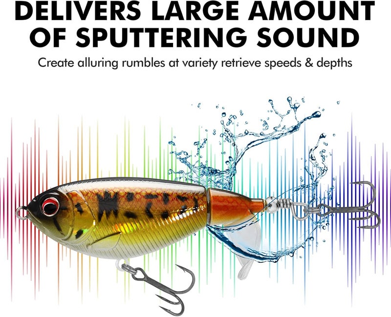 TRUSCEND طُعوم TRUSCEND للصيد للأسماك الباس والتروت ذات الذيل الدوار العائم المزدوج طُعوم السباحة Whopper طُعوم الباس للصيد في المياه العذبة والمالحة مجموعة طُعوم Plopper هدايا صيد واقعية للرجال - Image 5