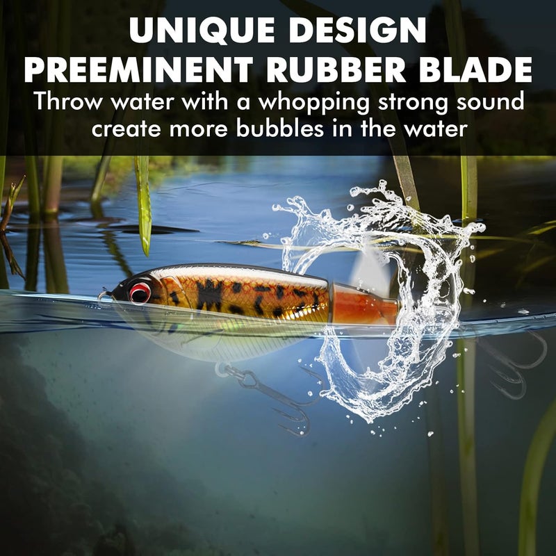 TRUSCEND طُعوم TRUSCEND للصيد للأسماك الباس والتروت ذات الذيل الدوار العائم المزدوج طُعوم السباحة Whopper طُعوم الباس للصيد في المياه العذبة والمالحة مجموعة طُعوم Plopper هدايا صيد واقعية للرجال - Image 3