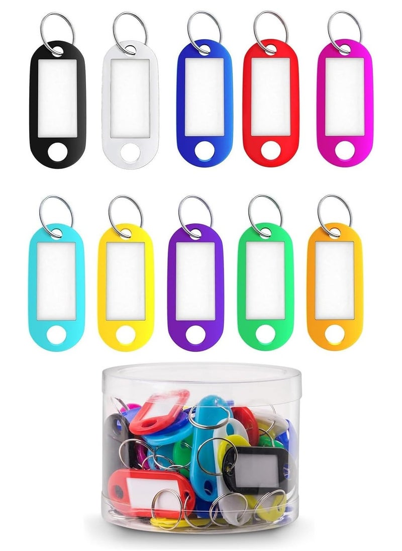 Rubik Plastic Key Tags with Labels 50pcs Pack, Durable Keychain with Split Rings for Keys Identification, PET ID, Office, Realestate, Stores, Warehouse (Mix Colors)  - Image 1