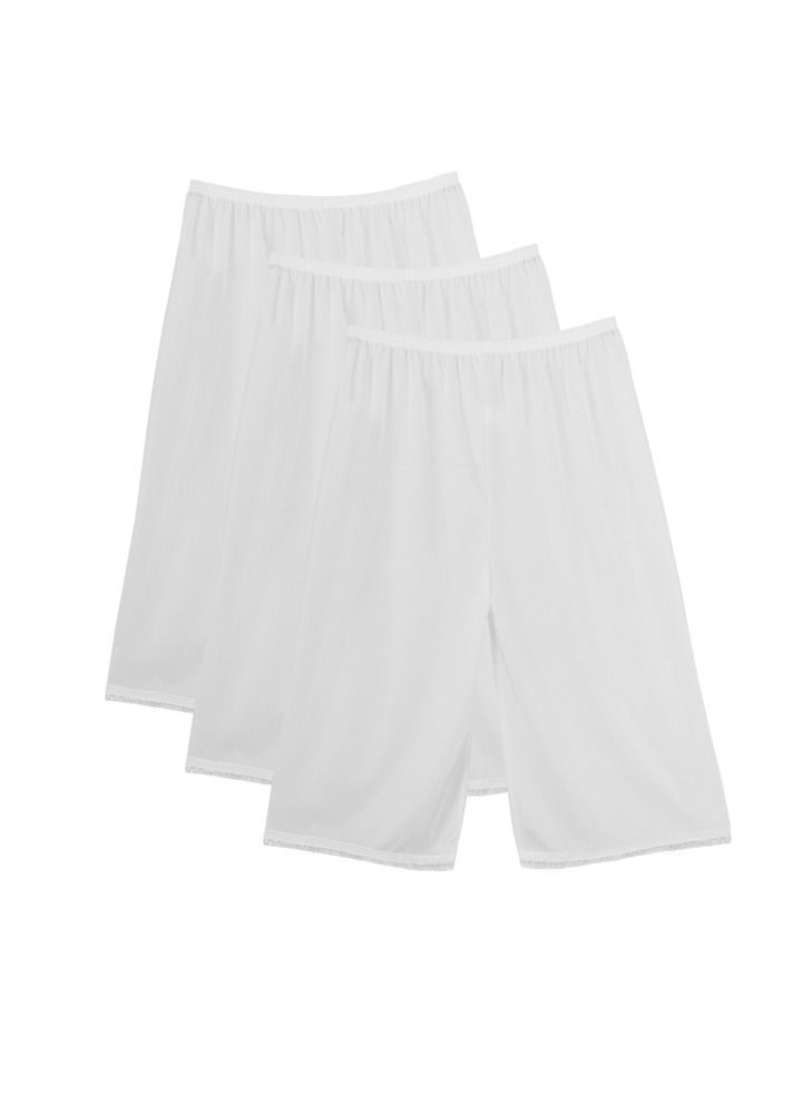 City Rose 3- Pieces Soft inner Short Trousers Silk 100% with Elasticised Waistband  Women White - Image 1