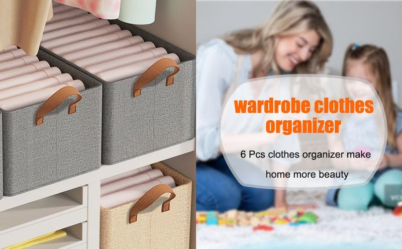 JEYANG Compartment Foldable Grey Fabric Wardrobe Jeans, T-Shirt, and Pant Organizer Efficient Clothing Storage Solution for Wardrobe Organization & Clothes Management (pack of 6) - Image 3