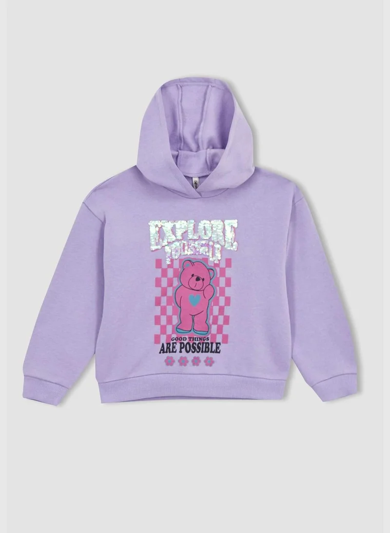 DeFacto Girl Relax Fit Hooded Long Sleeve Knitted Sweatshirt