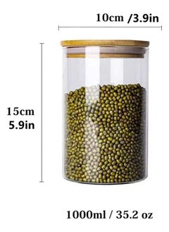 Mash 1000ml Round Glass Jar with Bamboo Lid, Kitchen Food Storage Containers Airtight Lids Cereals Canisters Jars for Pasta Spaghetti Tea Coffee Beans Candy Cookies Snacks Spice Multiuse  - Image 5