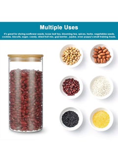 Mash 1000ml Round Glass Jar with Bamboo Lid, Kitchen Food Storage Containers Airtight Lids Cereals Canisters Jars for Pasta Spaghetti Tea Coffee Beans Candy Cookies Snacks Spice Multiuse  - Image 3