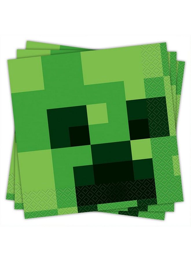 Unique Party Tableware Minecraft Lucheon Paper Napkins ; 6.5" X 6.5" ; 16 Pcs Multicolor - Image 2