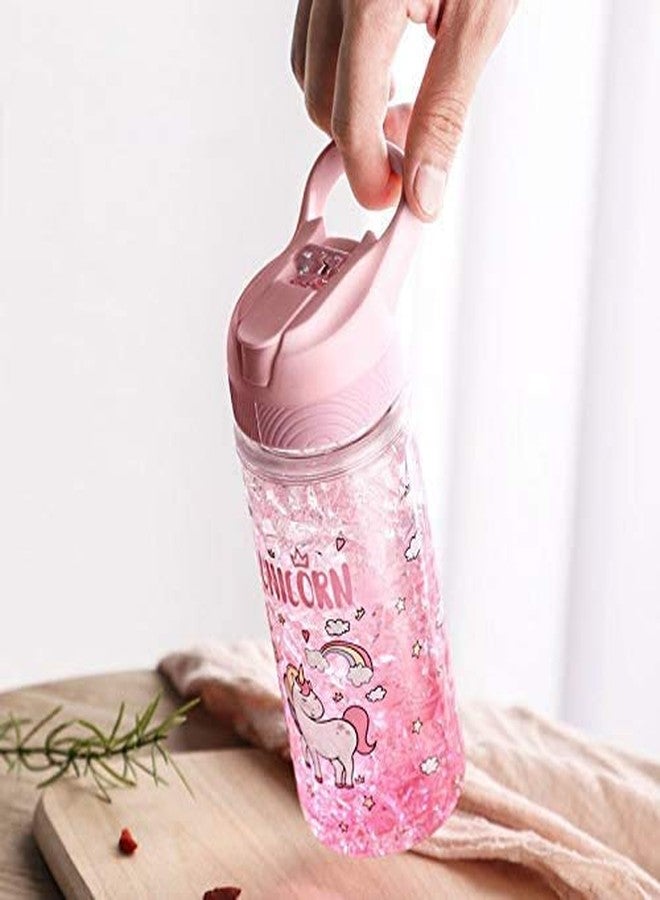 #OOTD OOTD Unicorn Water Bottle for Girls, Cute Girl's Bottles for School, Unicorn Water Bottle with Straw and Safety lock, 400ML/13.5oz Kids Water-Bottles for School's Kids Girlss, Pink - Image 5