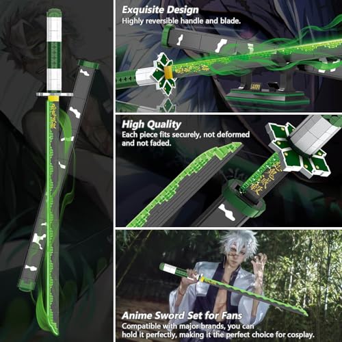 HIGH GODO Demon Anime Sword Building Set, 39in Sanemi Sword Building Block with Scabbard and Stand, Anime Katana Sword Set, Collectible Gifts Toys for Adults Kids 8+ (710 PCS) - Image 3