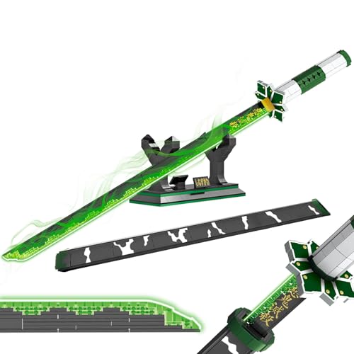 HIGH GODO Demon Anime Sword Building Set, 39in Sanemi Sword Building Block with Scabbard and Stand, Anime Katana Sword Set, Collectible Gifts Toys for Adults Kids 8+ (710 PCS) - Image 1