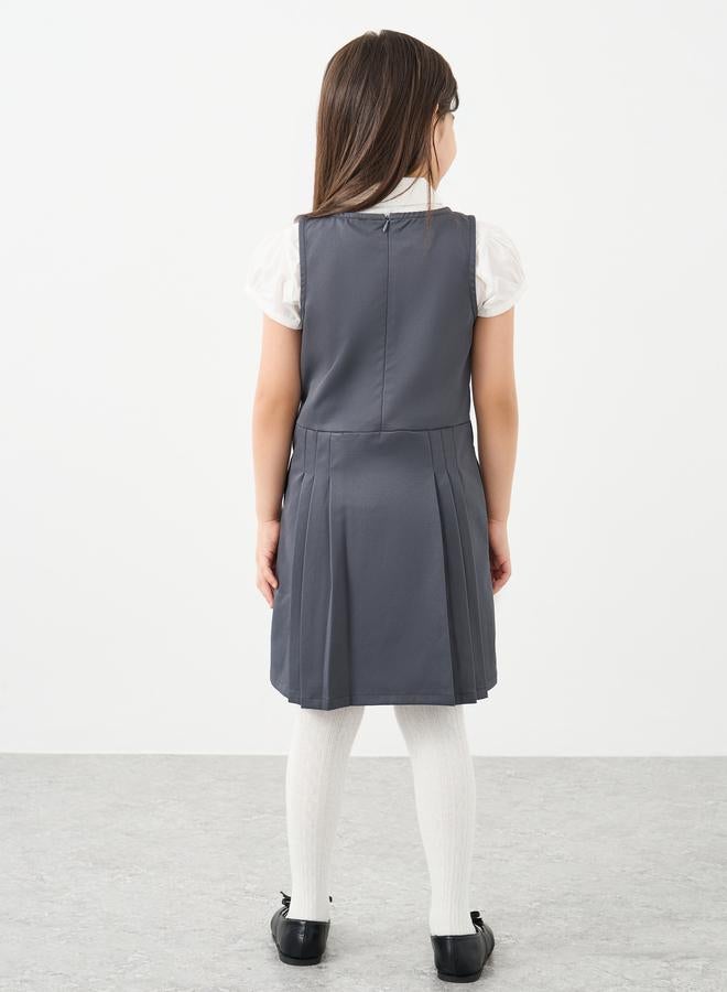 ستايلي فستان ستيلي جيرلز مدرسي رمادي مع جيب جانبي - Image 4