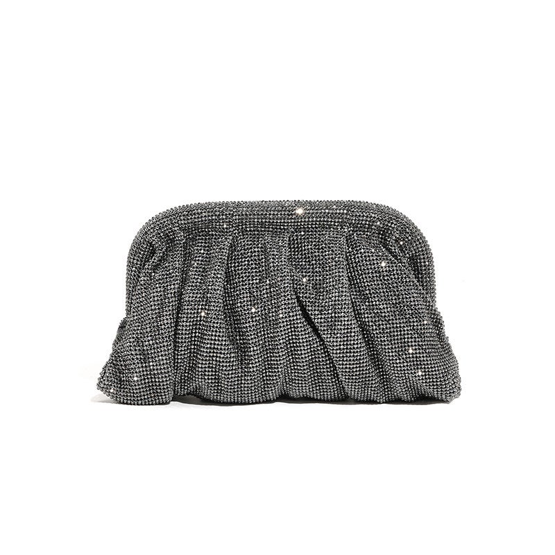 Rhinestone Cloud Bag 2024 Pleated Women'S Bag Texture High-End Cosmetic Bag Niche Messenger Bag - Image 1