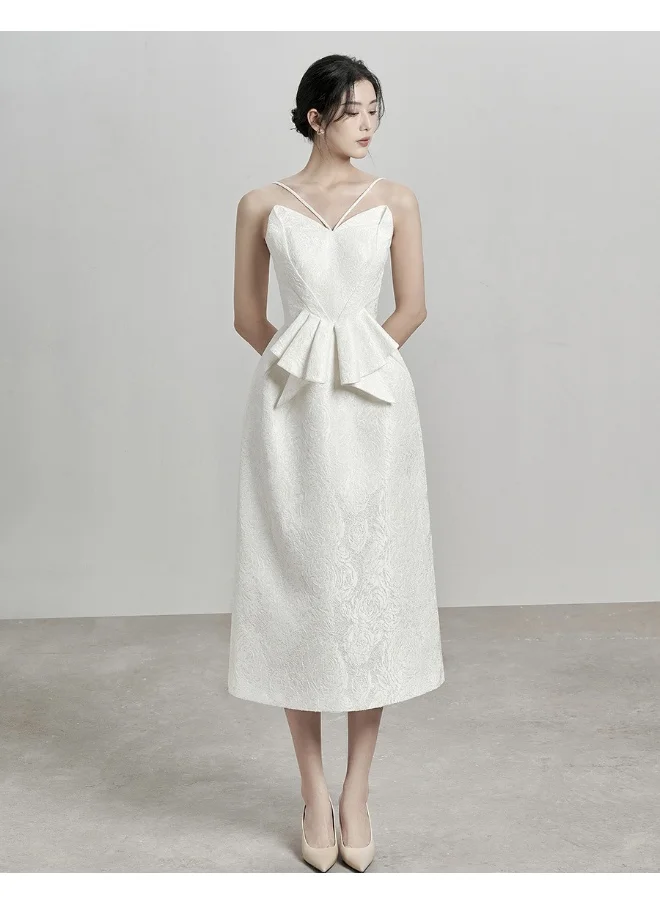 Madam Uniq Elegant Textured Rose Strappy Dress for Women