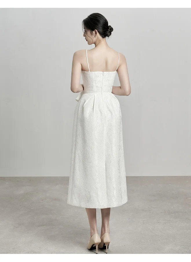 Madam Uniq Elegant Textured Rose Strappy Dress for Women
