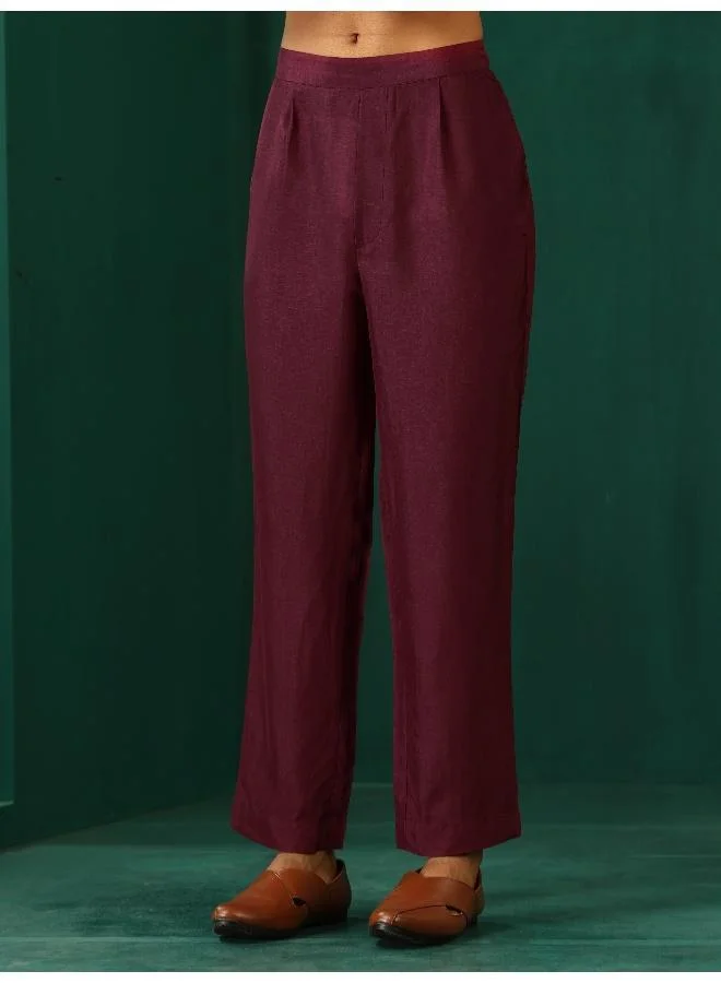 trueBrowns Men's Wine Diamond Viscose Silk Co-ord Set