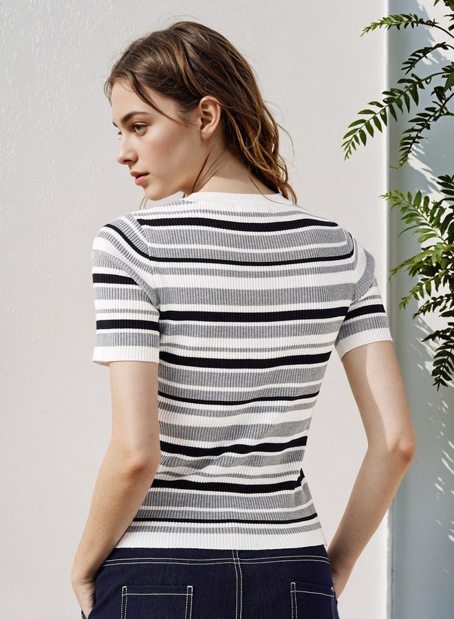 تواكستريمز تيشيرت بياقة دائرية مخطط من تو إكستريمز - Image 3