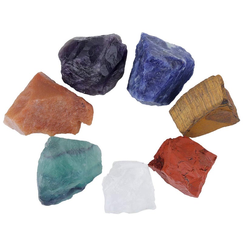 SUNYIK 7 Chakra Stones Set, Natural Rough Raw Stone for Tumbling,Cabbing,Crystal Healing Kits - Image 3