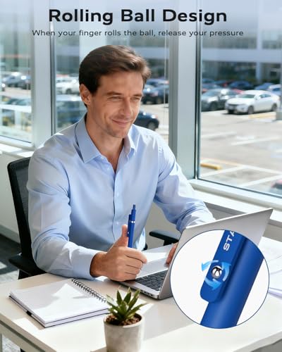 STAGEEK Blue Gel Pens GX3, 6Pcs Quick Dry Blue Ink Pens with 3 Extra Refills, Fine Point Retractable Smooth Writing Pens for Journaling, Office, Note Taking, School Supplies, Nurse Aesthetic(Blue) - Image 5