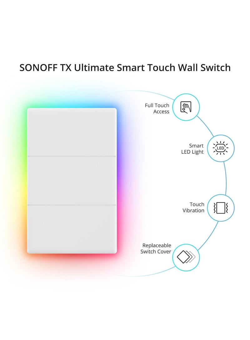 Sonoff TX Ultimate 3-Gang Smart Wi-Fi Touch Wall Switch – RGB Backlight - Image 2