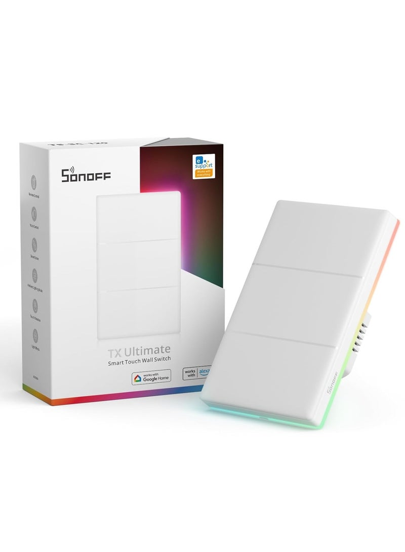 Sonoff TX Ultimate 3-Gang Smart Wi-Fi Touch Wall Switch – RGB Backlight - Image 1