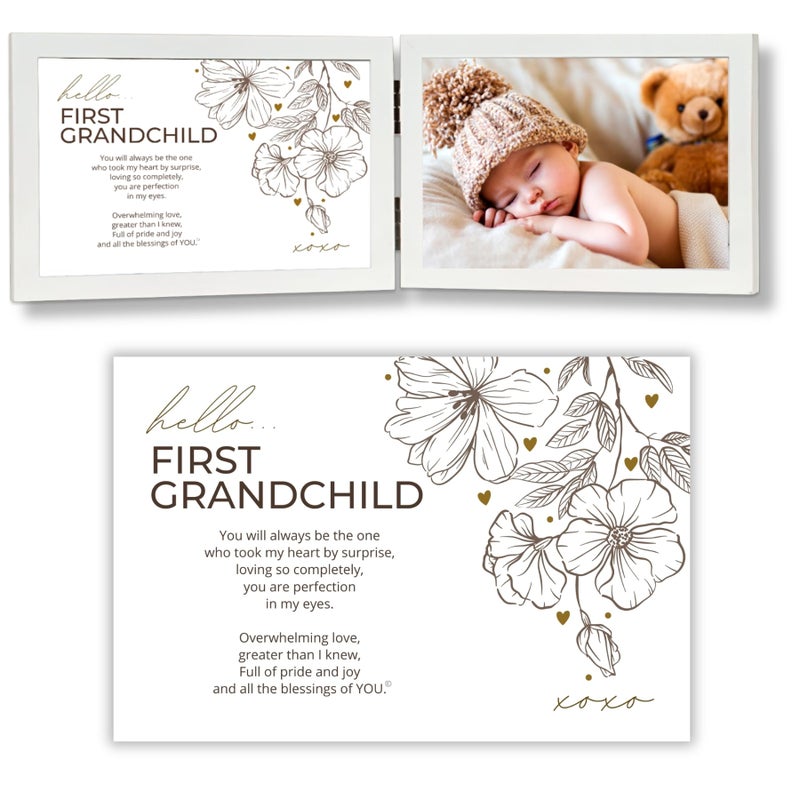 The Grandparent Gift Co. First Grandchild Gift for New Grandparents - Poetry Frame (White) - Image 1