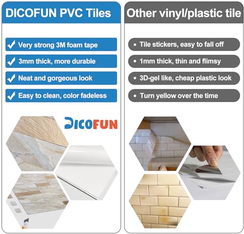DICOFUN Peel and Stick Backsplash Tile, PVC Mixed Metal Stick on Backsplash Tiles for Kitchen and Bathroom (10, Light Brown & Metal Gold) - Image 5