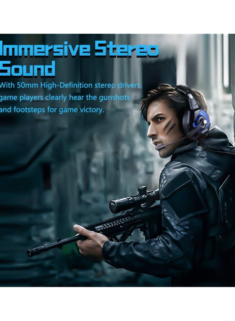 أونيكوما سماعة رأس Onikuma K6 RGB للألعاب بخاصية إلغاء الضوضاء، وأغطية أذن ناعمة للتنفس، لأجهزة PS4، وأجهزة الكمبيوتر، وXbox، وNintendo Switch - أسود - Image 3