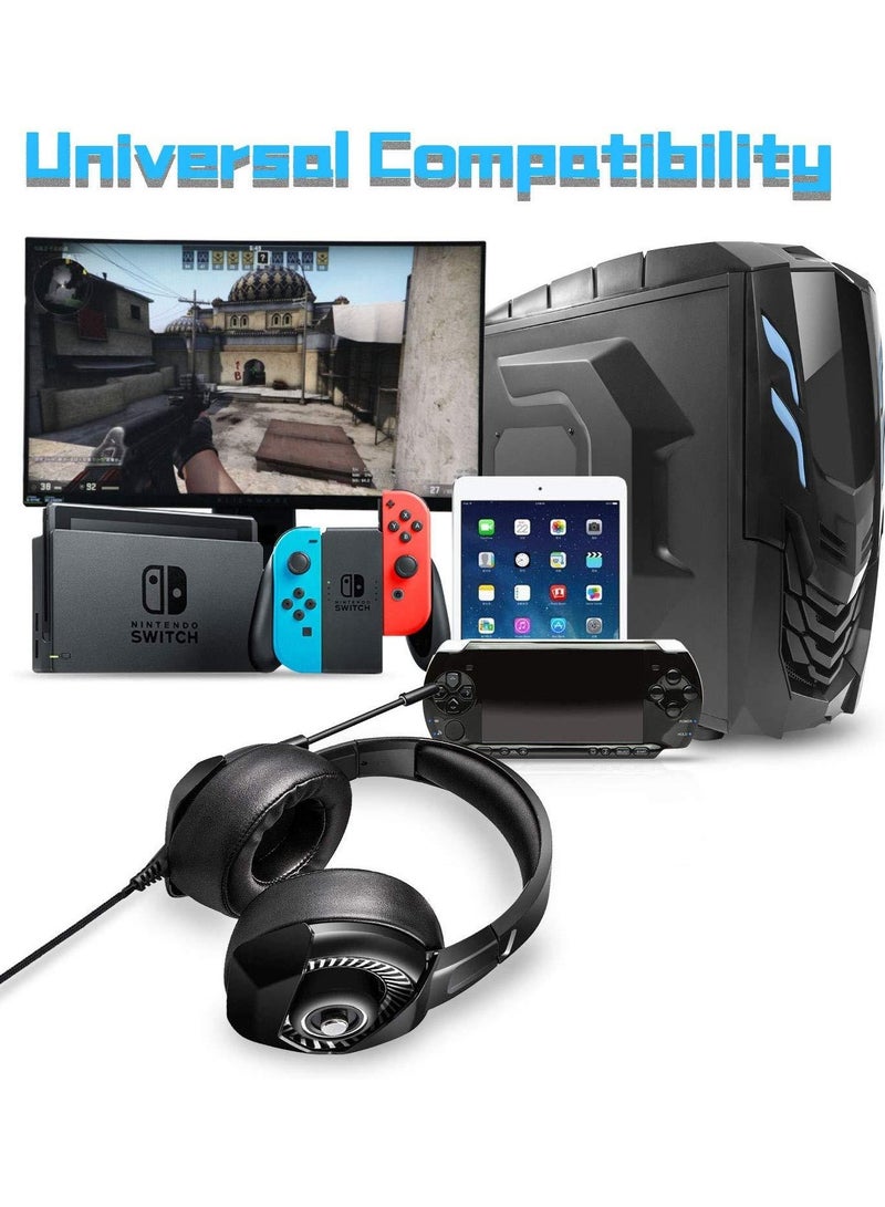 أونيكوما سماعة رأس Onikuma K6 RGB للألعاب بخاصية إلغاء الضوضاء، وأغطية أذن ناعمة للتنفس، لأجهزة PS4، وأجهزة الكمبيوتر، وXbox، وNintendo Switch - أسود - Image 4