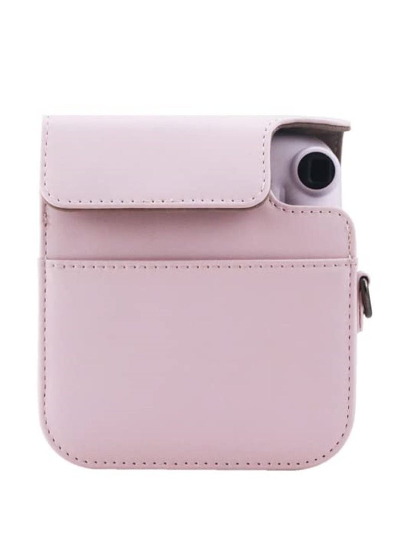 Generic - Carrying Case for Fujifilm Instax Mini12 Instant Camera leather Protective Cover with Adjustable Shoulder Strap (Pink) - Image 1
