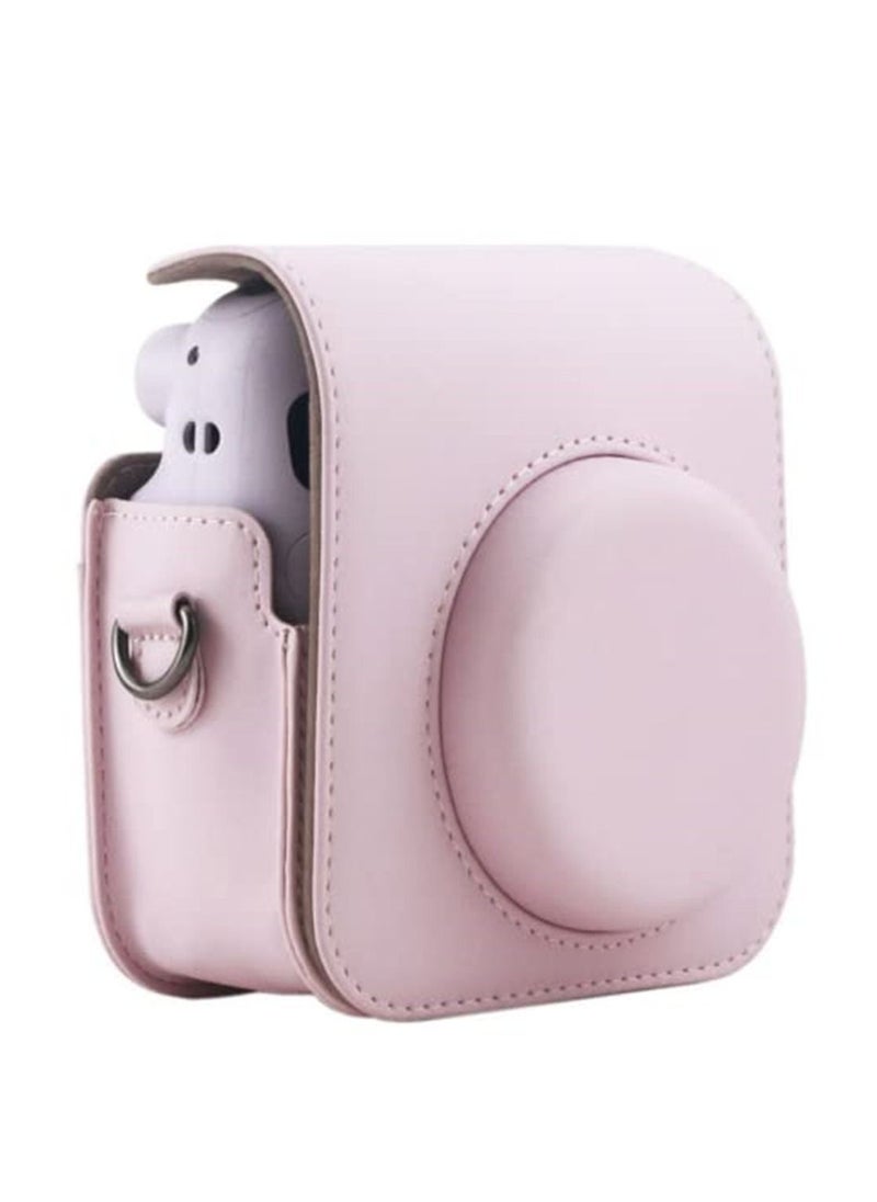 Generic - Carrying Case for Fujifilm Instax Mini12 Instant Camera leather Protective Cover with Adjustable Shoulder Strap (Pink) - Image 1
