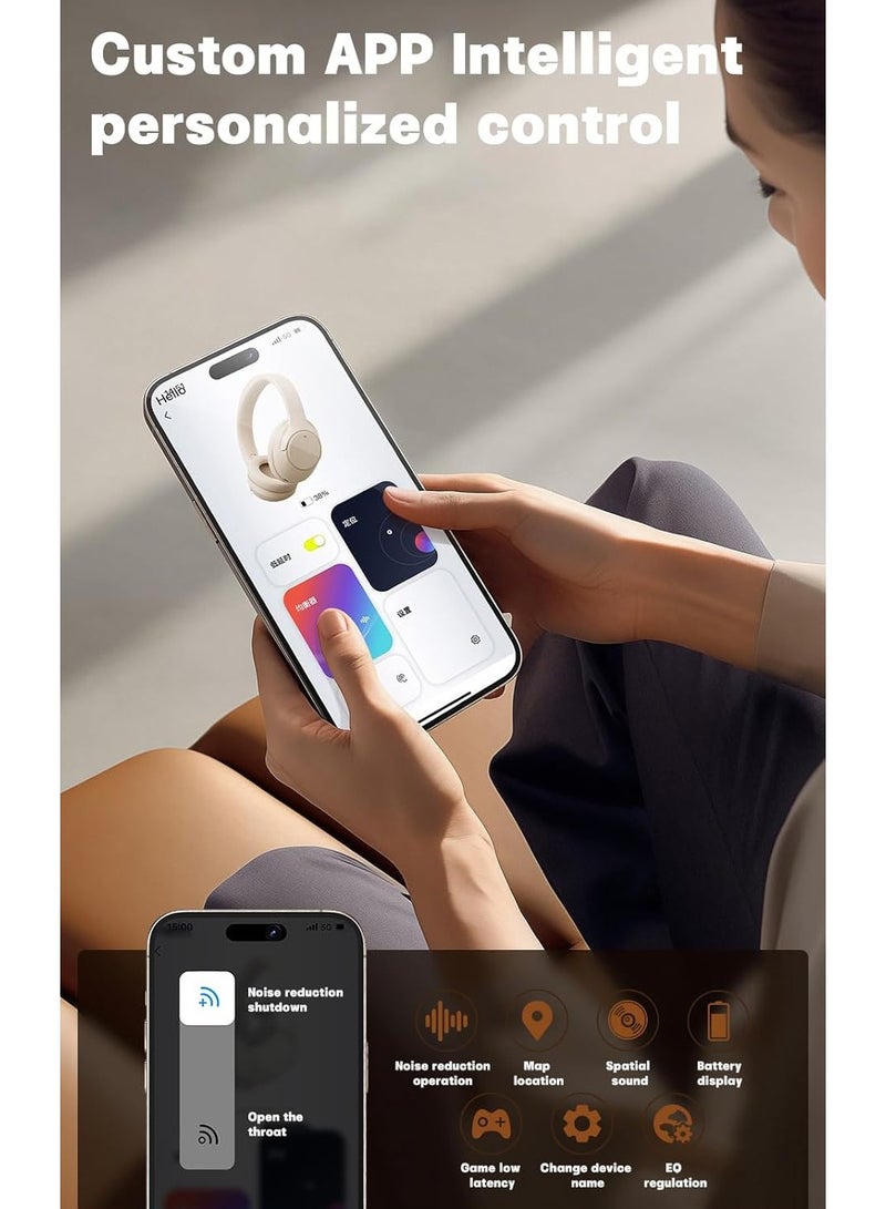 Picun Over Ear Headphones Upgraded Bluetooth V5.3 HiFi Stereo Enclosed Deep Bass No Delay Lightweight 40mm HD Driver Unit 46H Playback/Calling Noise-Canceling - Image 4
