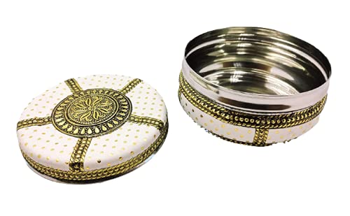 SIXFIRE SIXFIRE Stainless Steel with Lid for Candy Box Dry Fruit Box For Kitchen Storage Home Dcor Gift Handicraft White 300 ml Set of 1  - Image 2