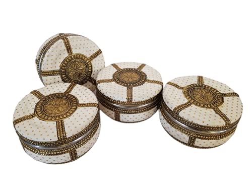 SIXFIRE SIXFIRE Stainless Steel with Lid for Candy Box Dry Fruit Box For Kitchen Storage Home Dcor Gift Handicraft White 300 ml Set of 1  - Image 4