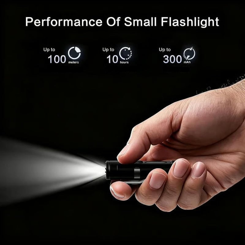 Pocket Rechargeable EDC Flashlight: 500 Lumens Mini Keychain Light with Fire Starter & Window Breaker, 3 Color Sidelights, for Camping, Everyday Carry (Black) - Image 4