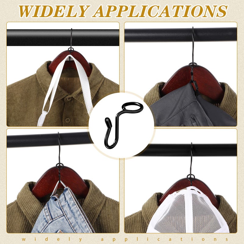 سراتي 50 قطعة ملابس شماعات شماعات السنانير السنانير شماعات المعادن السنانير السنانير شماعات شماعات مخملية شماعات البلاستيك الخزانة الخشبية توفير مساحة (أسود 50 قطعة) - Image 5