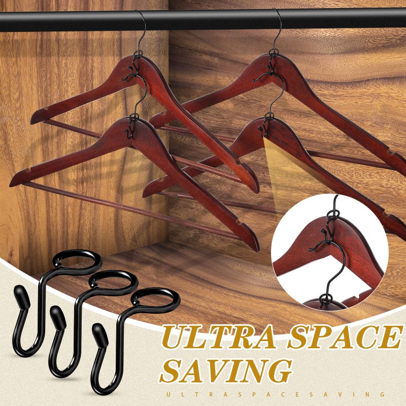 سراتي 50 قطعة ملابس شماعات شماعات السنانير السنانير شماعات المعادن السنانير السنانير شماعات شماعات مخملية شماعات البلاستيك الخزانة الخشبية توفير مساحة (أسود 50 قطعة) - Image 4