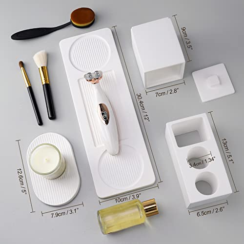 AUSAULAC Ceramic Toothbrush Holders for Bathrooms, White Bathroom Accessories Diatomite, Electric Toothbrush Holder Countertop with Toothbrush Holders, Soap Dish Set - Image 4
