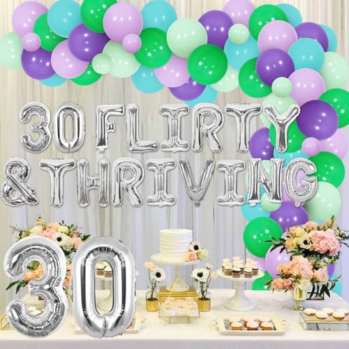Balterever 30 Flirty and Thriving Birthday Decoration 30 Flirty Thriving Balloon Banner 30th Balloon Garland Kit Flirty Thirty Birthday Decors Dirty Happy 30th Birthday Supplies - Image 5