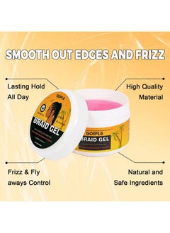 Goiple Strong Hold Braid Gel Tames Frizz Smoothing Gel Good For Twist Locs Braids Edge Cornrows Hair Braiding Tools Magnetic Pin Wristband Hair Comb No Flake Extra Hold High Shine Braiding Gel  - Image 4