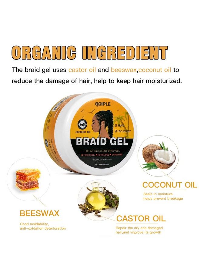 Goiple جل ضفيره ثابت قوي يهدئ التجاعيد جل تنعيم جيد لتصفيف الضفائر العقد الضفيره حواف الضفائر أدوات تضفير الشعر دبوس مغناطيسي سوار مشط شعر بدون قشرة ثبات إضافي لمسة عالٍ لجيل الضفيرة - Image 3