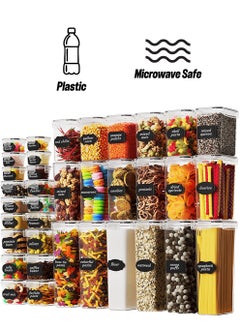 Arabest 36 Pack Cereal & Dry Food Storage Containers,Stackable Boxes Containers for Kitchen Food,Airtight Plastic Kitchen Storage Organizer for Sugar, Snack, Baking Supplies  - Image 1