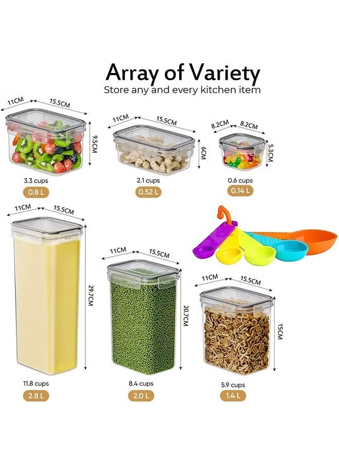 Arabest Airtight Food Storage Containers,36 Pack Cereal & Dry Food Storage Containers,BPA-Free,Stackable Boxes Containers for Kitchen,Clear Plastic Kitchen and Pantry Organization Set,Plastic Kitchen Storage Organizer for Sugar, Snack, Baking Supplies,Including Labels,Marker Pen and Spoon(6 Sizes)  - Image 2