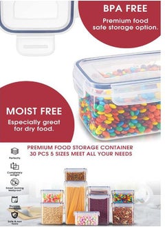 Arabest 36 Pack Cereal & Dry Food Storage Containers,Stackable Boxes Containers for Kitchen Food,Airtight Plastic Kitchen Storage Organizer for Sugar, Snack, Baking Supplies  - Image 4
