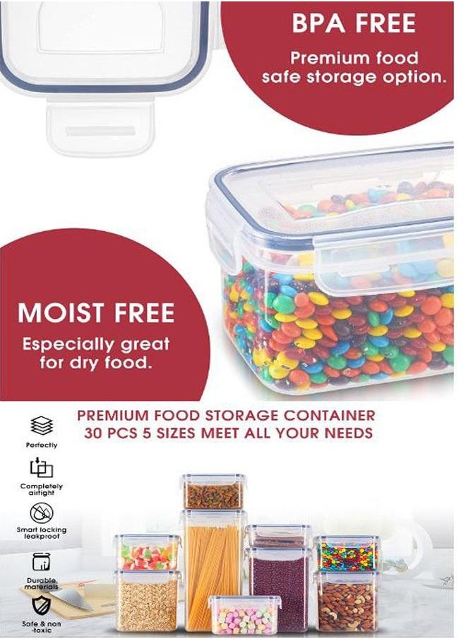 Arabest 36 Pack Cereal & Dry Food Storage Containers,Stackable Boxes Containers for Kitchen Food,Airtight Plastic Kitchen Storage Organizer for Sugar, Snack, Baking Supplies  - Image 4