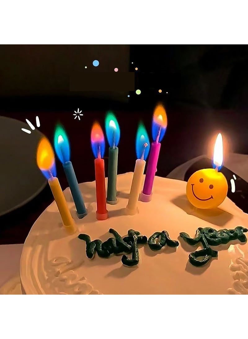 6 Pcs Colorful Flame Cake Candles,Happy Birthday Candles with Colored Flames,Candles for Birthday Cakes Wedding Celebration Kids Birthday,Party Supplies