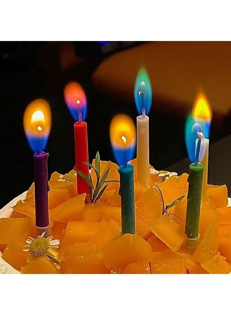 6 Pcs Colorful Flame Cake Candles,Happy Birthday Candles with Colored Flames,Candles for Birthday Cakes Wedding Celebration Kids Birthday,Party Supplies
