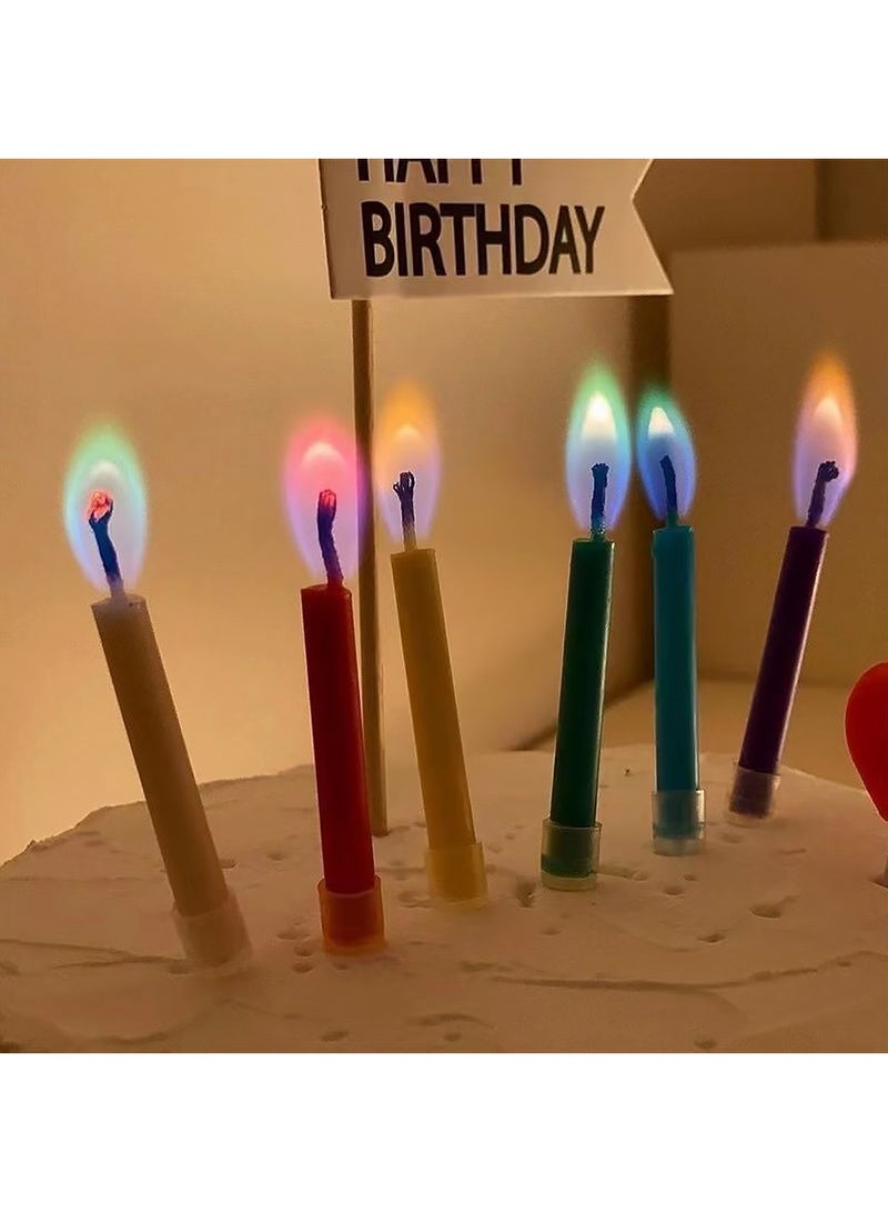 6 Pcs Colorful Flame Cake Candles,Happy Birthday Candles with Colored Flames,Candles for Birthday Cakes Wedding Celebration Kids Birthday,Party Supplies