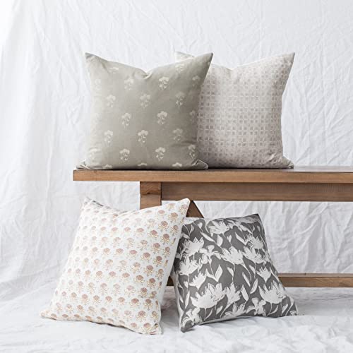 Woven Nook - Modern & Luxurious 18" x 18" Decorative Boho Throw Pillow Covers - Durable Quality & Machine Washable - 100% Cotton - Fleur Design - 4 Pack - Image 1
